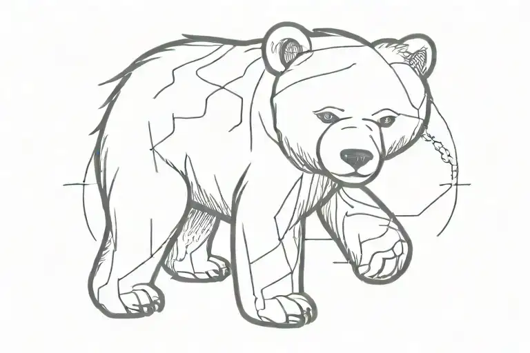 ''teddy"  written on bear walking tattoo design idea