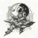 space and computer chip and peaceful zen christian tattoo design idea