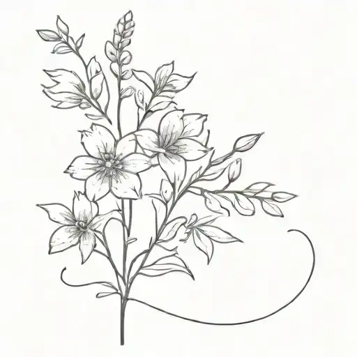 I need a heart made of two larkspur , one marigold, one chrysanthemum flowers  on border for a tattoo  black and white p tattoo design idea