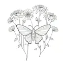 moth surrounded by dandelions tattoo design idea