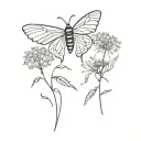 moth surrounded by dandelions tattoo design idea