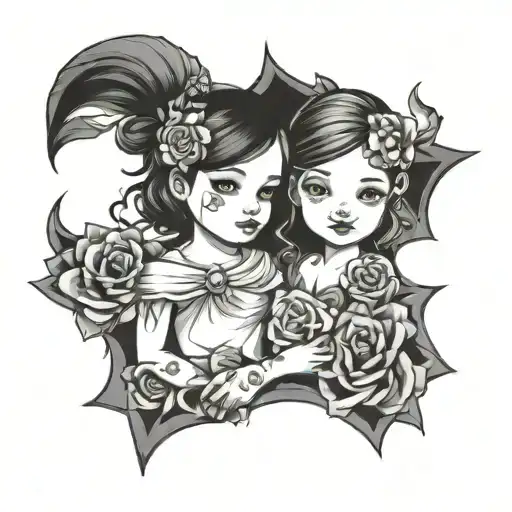 2 Daughters tattoo design idea