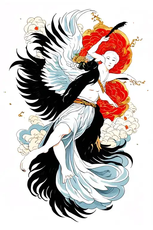 St. Gabriel falling from a cloud tattoo design idea