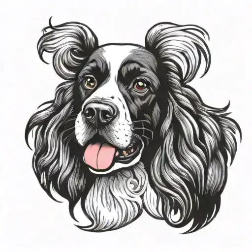 black and white cocker spaniel dog tattoo design idea