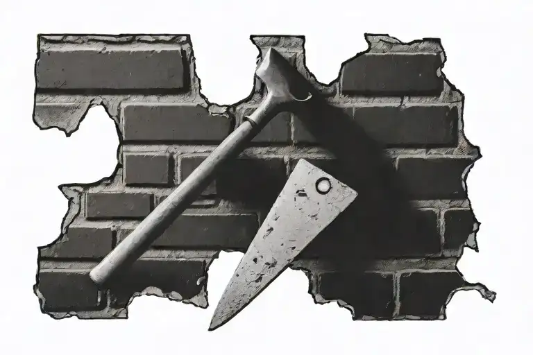 brick wall with a trowel tattoo design idea