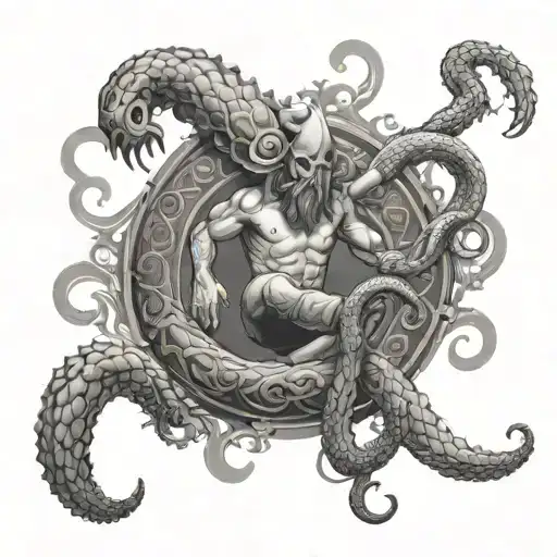 posiedon unleashing the kraken tattoo design idea
