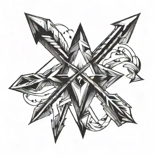 arrows with diamond accent inside tattoo design idea