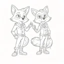 two cartoon foxes tattoo design idea