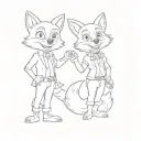 two cartoon foxes tattoo design idea