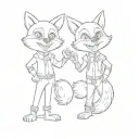 two cartoon foxes tattoo design idea