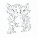 two cartoon foxes tattoo design idea