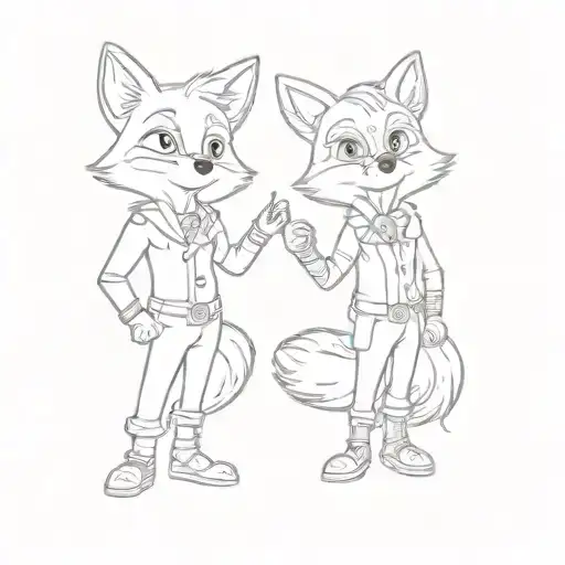 two cartoon foxes tattoo design idea