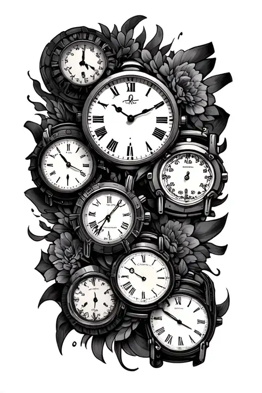 3 clocks military gear tattoo design idea