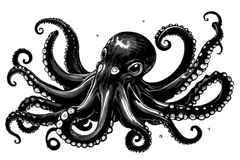 Octopus with its tentacles open tattoo design idea