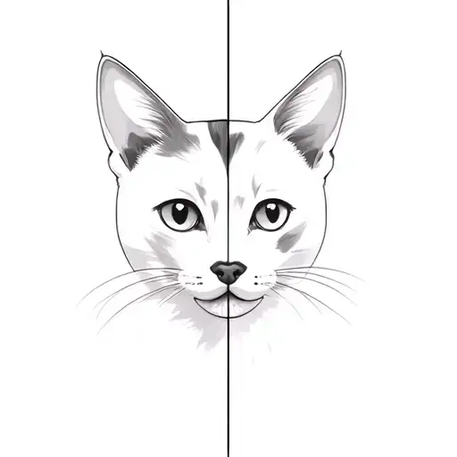 dog cat half face tattoo design idea