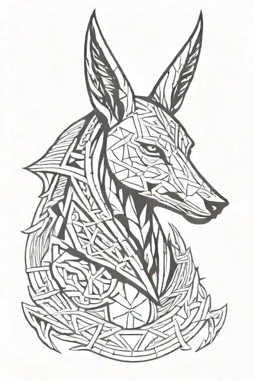 anubis letter E tattoo design idea