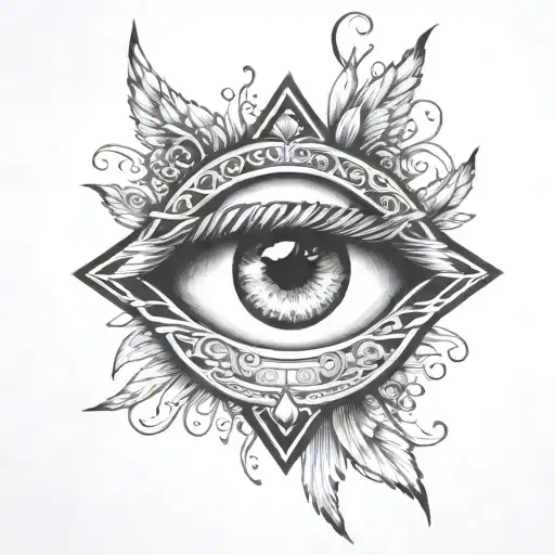 angels eye surrounded tattoo design idea