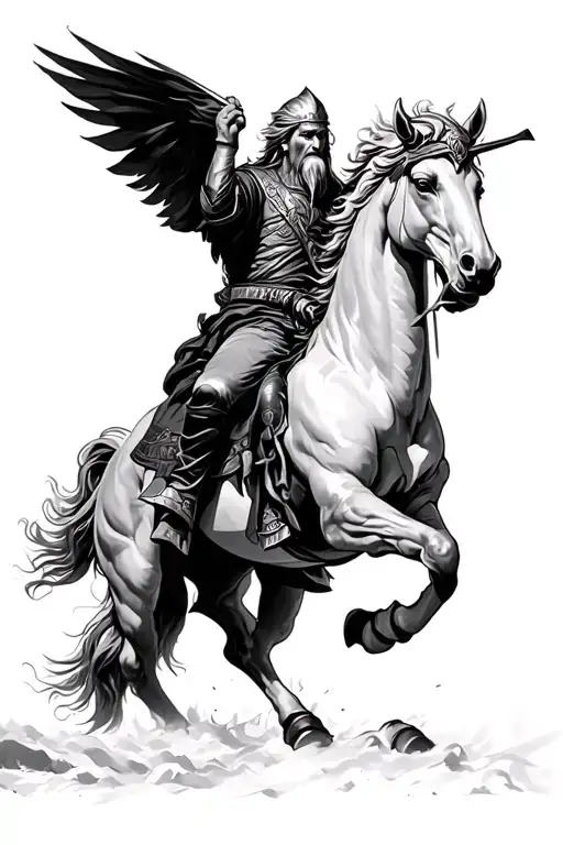 Odin riding Sleipnir tattoo design idea