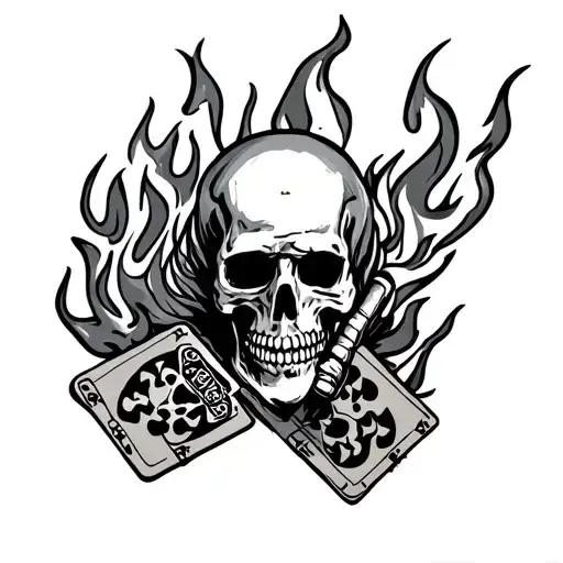 dead brother gambler Fire  tattoo design idea