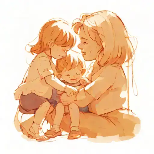 A sketch tattoo of a playful scene of grandkids playing with their Nana, capturing the joy and love shared between them tattoo design idea