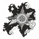 compass, alpha omega logo tattoo design idea