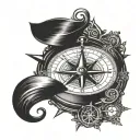compass, alpha omega logo tattoo design idea
