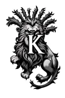lion heart with K initial tattoo tattoo design idea