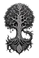 celtic tree and pattern tattoo design idea