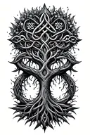 celtic tree and pattern tattoo design idea