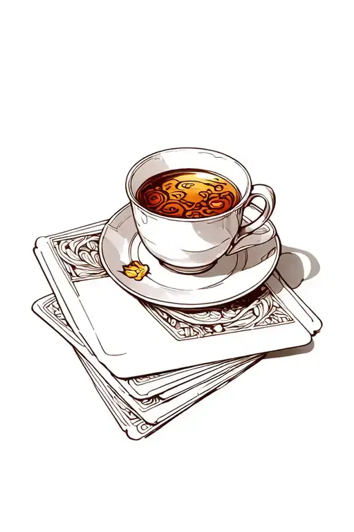 cup of tea and cards spread tattoo design idea