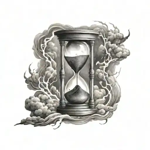 realistic hourglass thunder storm tattoo design idea