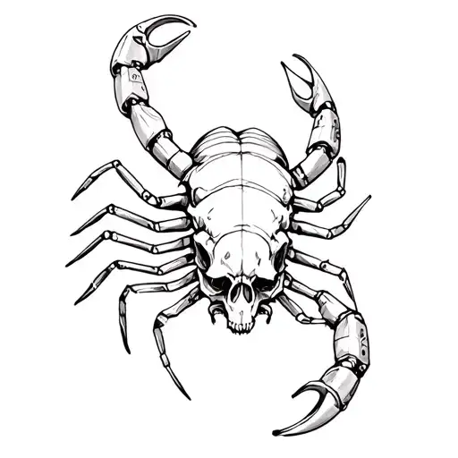 scorpion with mechanical tools forming a skull tattoo design idea