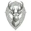 celtic deer head tattoo design idea