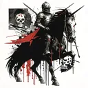 Knight with sword shield and skull tattoo design idea