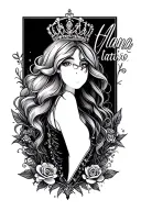 Alana name in script with princess theme tattoo tattoo design idea