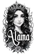 Alana name in script with princess theme tattoo tattoo design idea