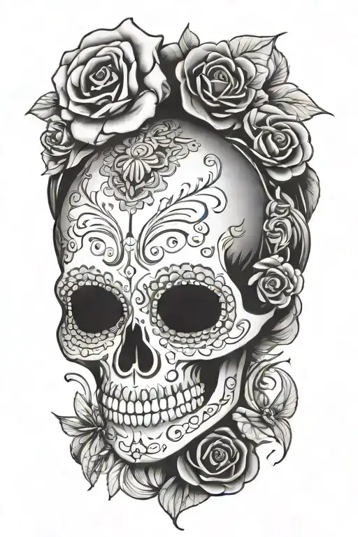 skull mexican catrina tattoo design idea