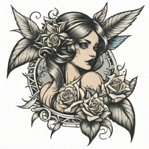A angle type princes girl tattoo design idea
