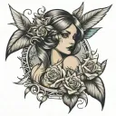 A angle type princes girl tattoo design idea