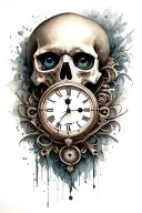 skull, clock ,eye tattoo design idea