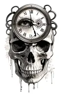 skull, clock ,eye tattoo design idea