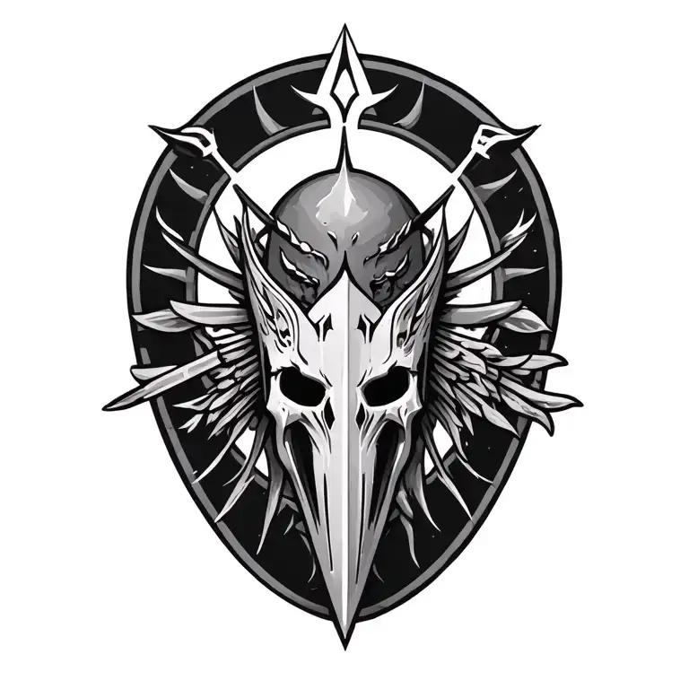 Symbols of protection in a terrible style of realism and graphics tattoo design idea