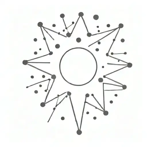 Small, minimalist, abstract starburst made from a cluster of *ONLY* 25 dots tattoo design idea