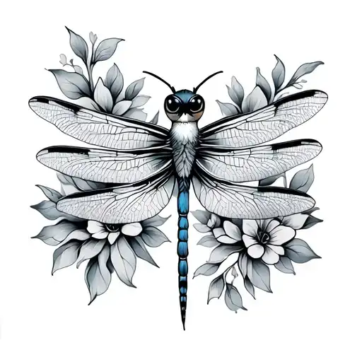 dragonfly and hummingbird  tattoo design idea