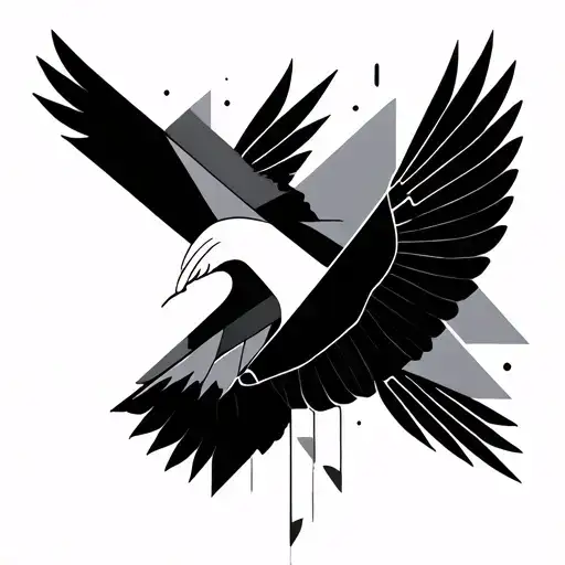 Geometric minimal tattoo in black ink. A symbolic representation of freedom and curiosity, combining the shapes of a cyc tattoo design idea