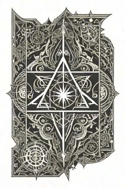mystery, religion symbols tattoo design idea