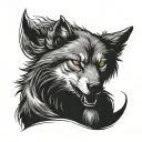 wolf protecting cub with looking menacing tattoo design idea