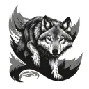 wolf protecting cub with looking menacing tattoo design idea