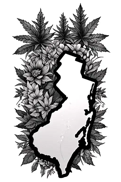 theme with elements from new jersey, north carolina, alaska, texas and colorado tattoo design idea