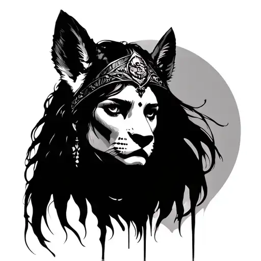 Dante, México, melancholic, warrior, woman or animal, acuatius, black work. tattoo design idea